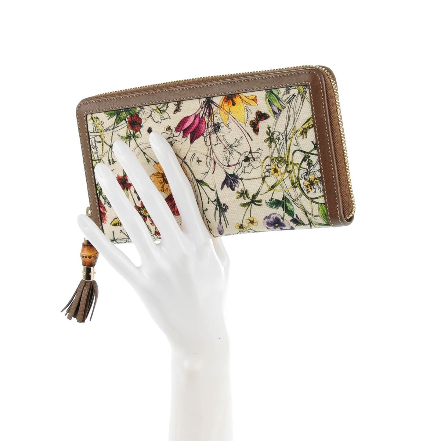 Canvas Flora Infiinity Tassel Zip Around Wallet White Multicolor Acero