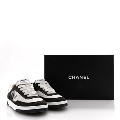 Chanel Suede Kidskin Womens CC Sneakers 37.5 Black White 13 of 13