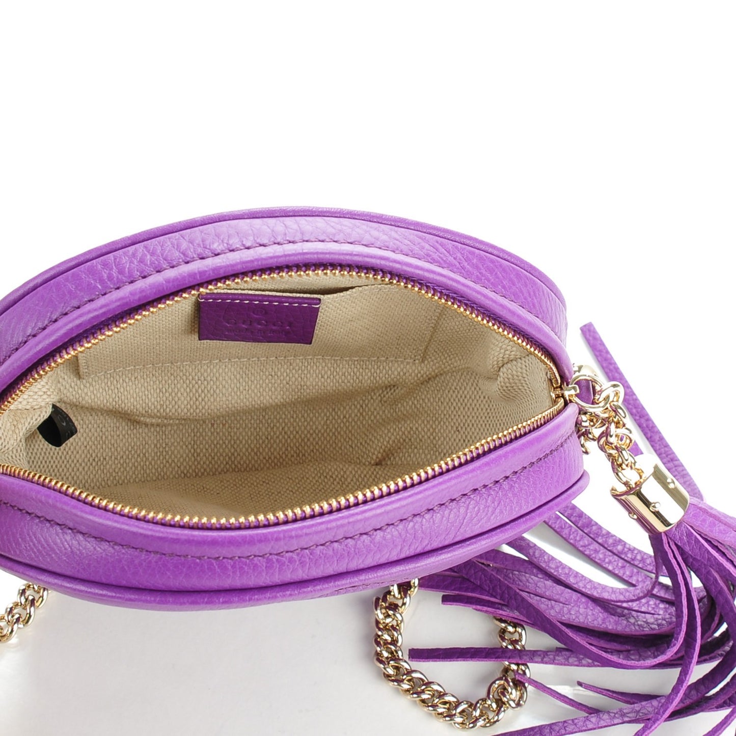 Pebbled Calfskin Mini Soho Chain Bag Shine Purple