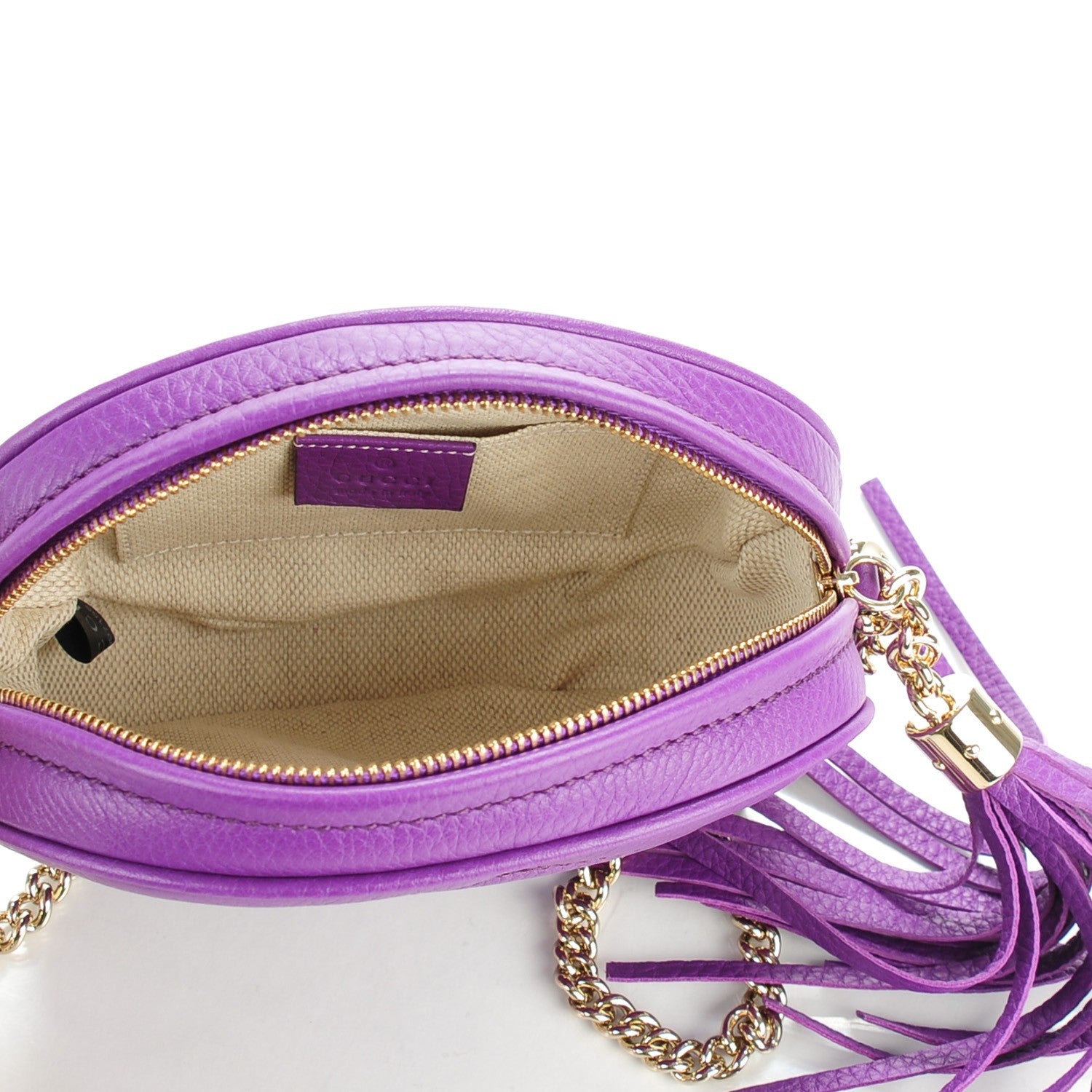 Gucci Pebbled Calfskin Mini Soho Chain Bag Shine Purple 5 of 7