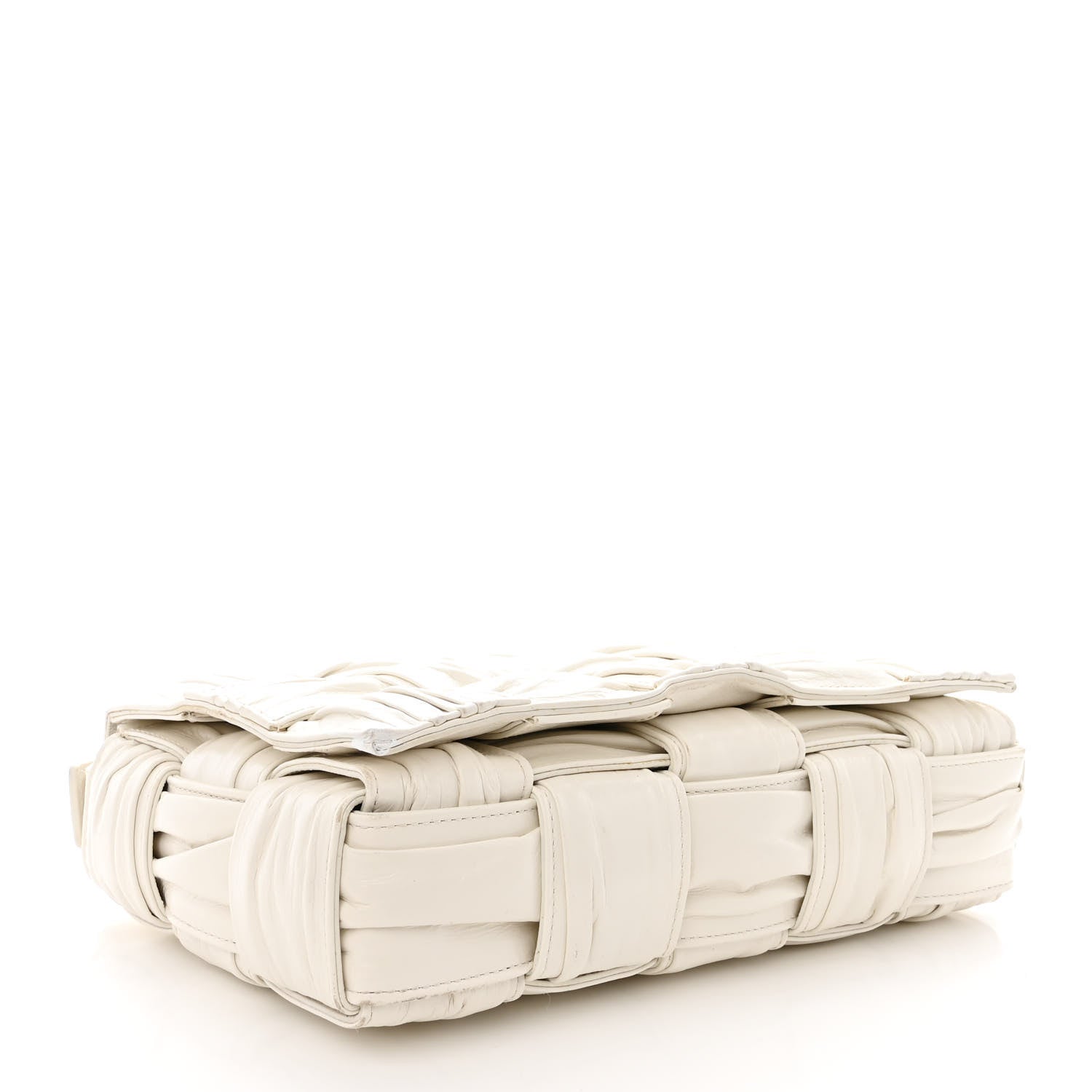 Bottega Veneta Calfskin Intreccio Plisse Cassette Crossbody Bag White 4 of 15