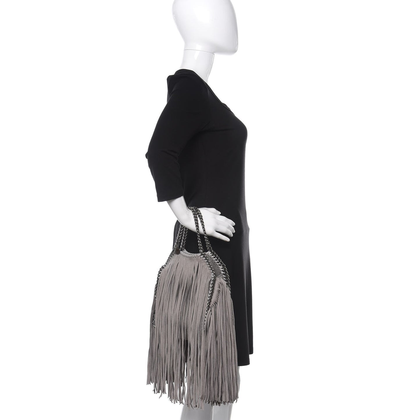 Shaggy Deer Fringe Mini Falabella Tote Grey