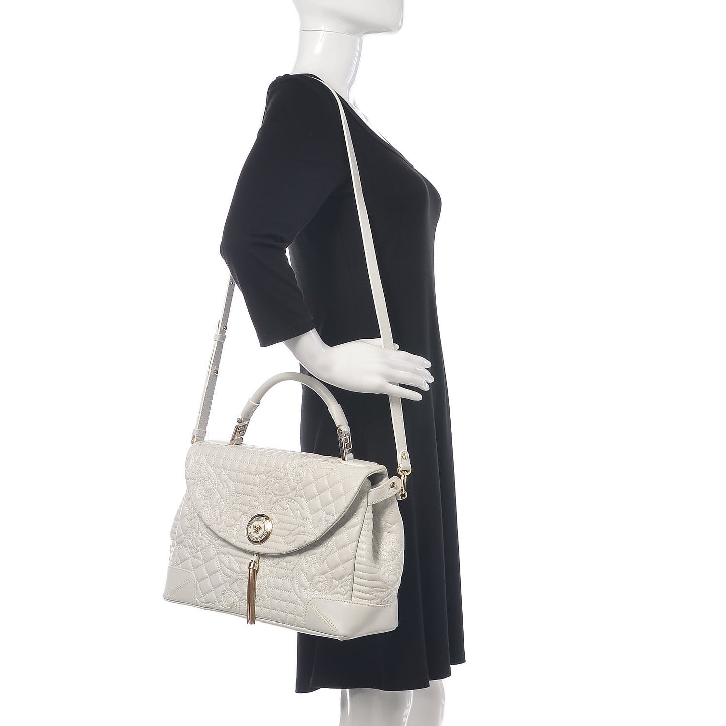 Nappa Barocco Quilted Altea Vanitas Satchel White