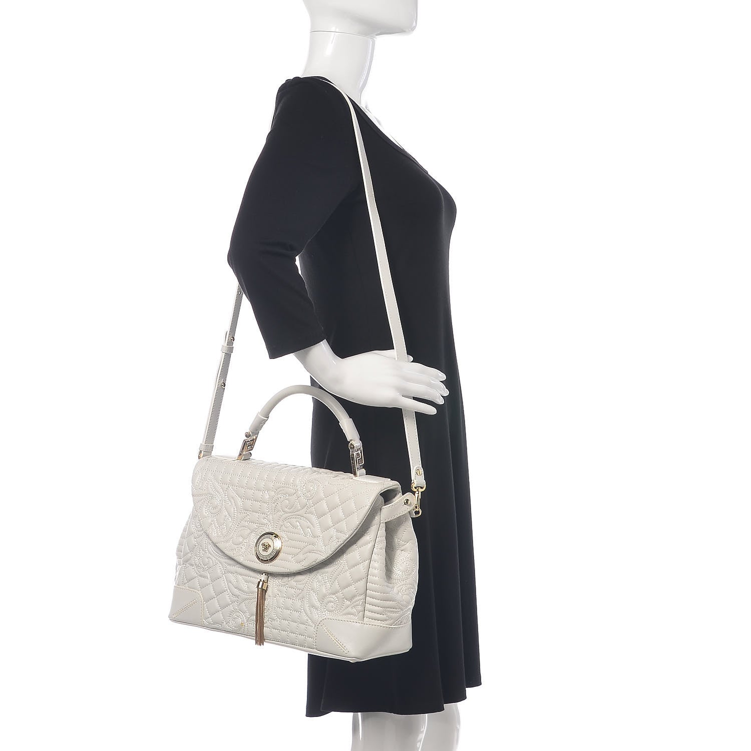 Versace Nappa Barocco Quilted Altea Vanitas Satchel White 2 of 17