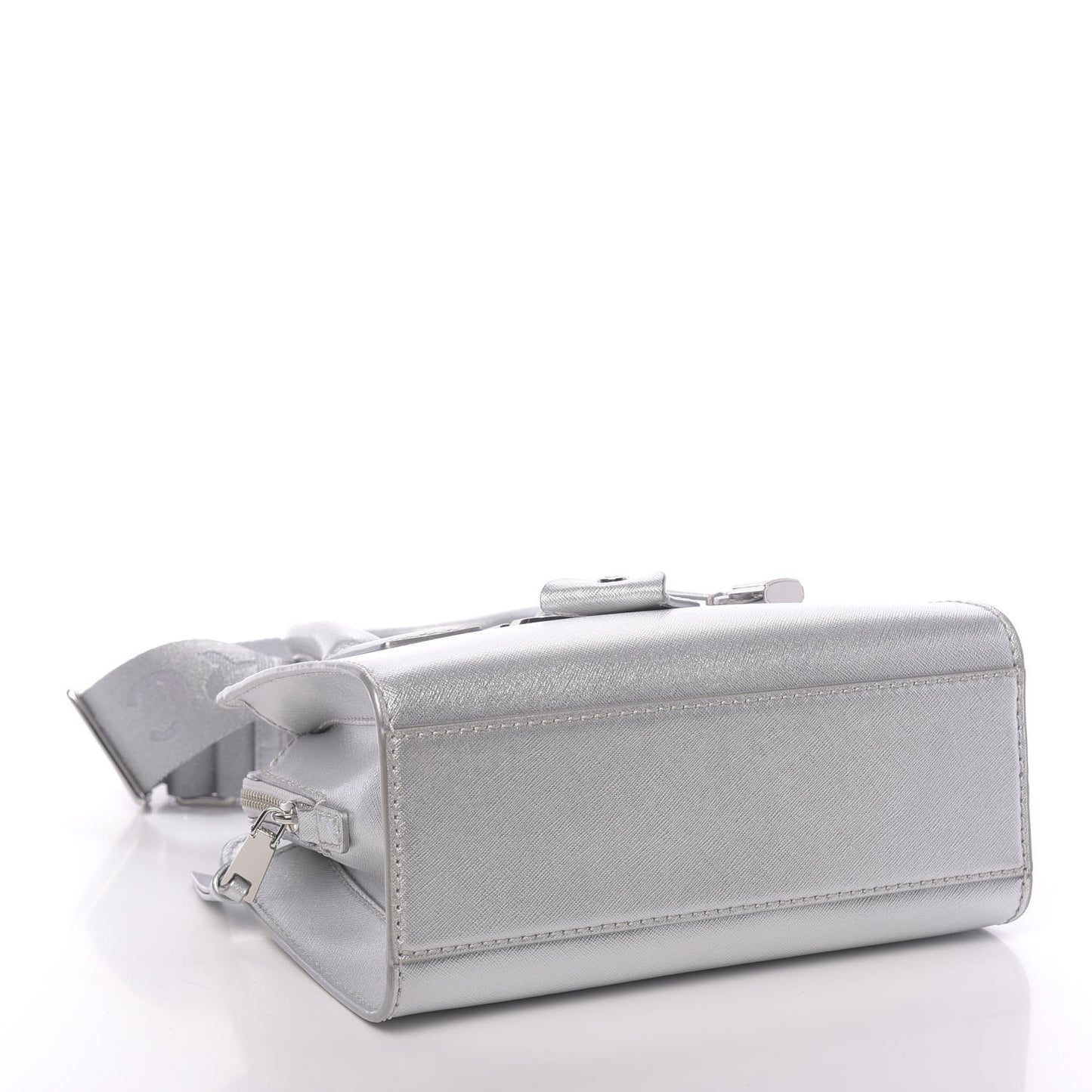 Metallic Saffiano Little Big Shot Tote Silver