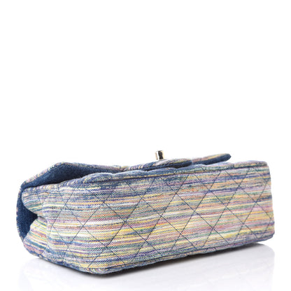 Chanel Striated Quilted Classics in Fabrics Mini Rectangular Flap Blue 4 of 8