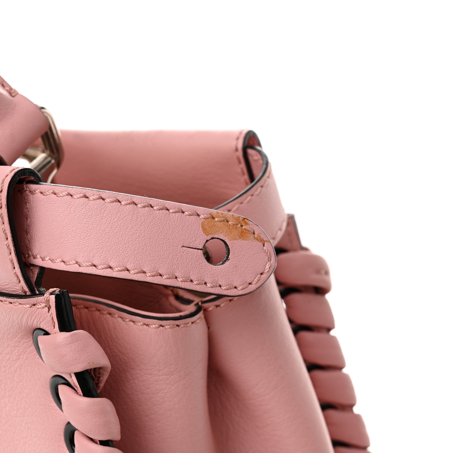 Fendi Vitello Seta Lace Up Medium Peekaboo Iconic Satchel Bubblegum 12 of 17