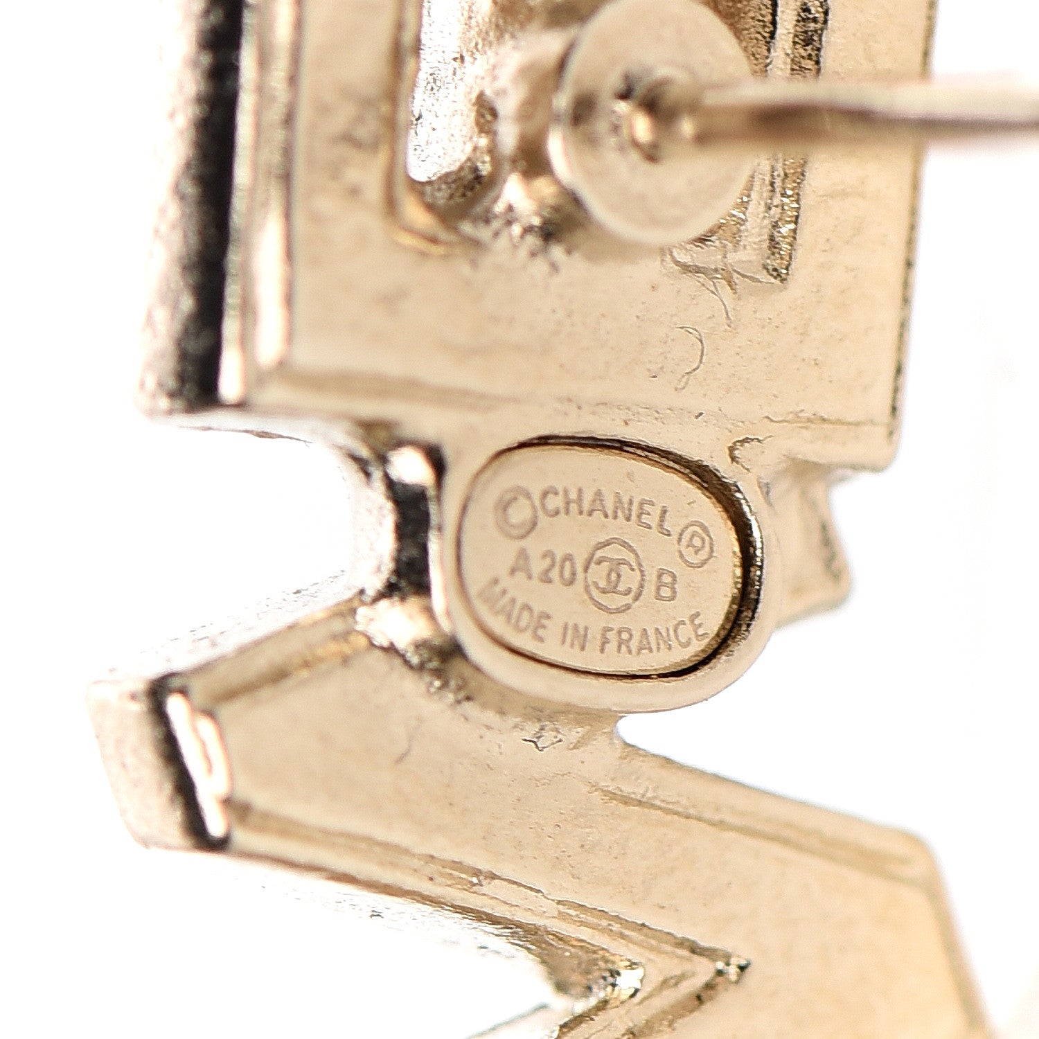Chanel Crystal Pearl Signature Stud Earrings Gold 4 of 5