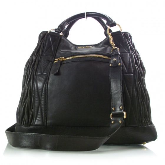 Miu Miu Leather Plisse Tote Black 1 of 13