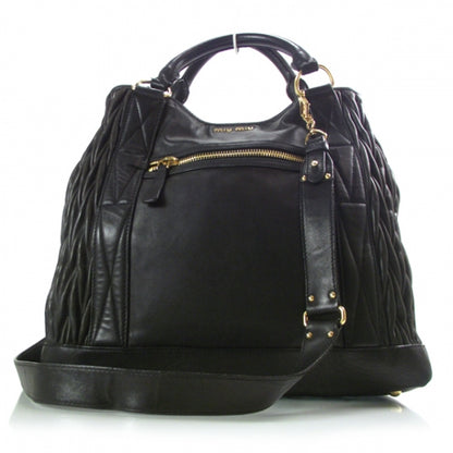 Miu Miu Leather Plisse Tote Black 1 of 13