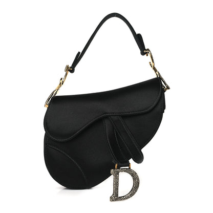 Christian Dior Satin Crystal Mini Saddle Bag Black 1 of 9