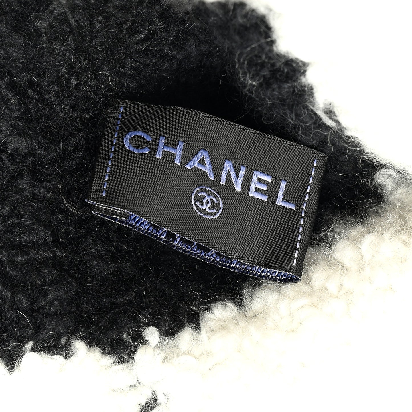 Cashmere Silk CC Beanie Hat Black White