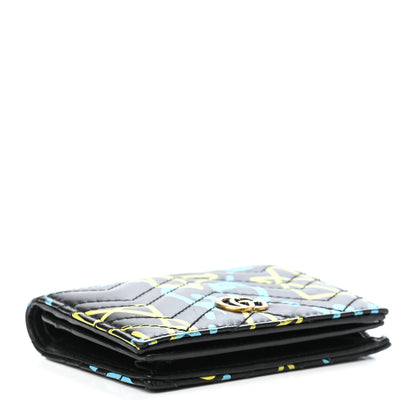 Gucci Calfskin Matelasse GucciGhost GG Marmont Card Case Wallet Black New Acquamarine 3 of 4