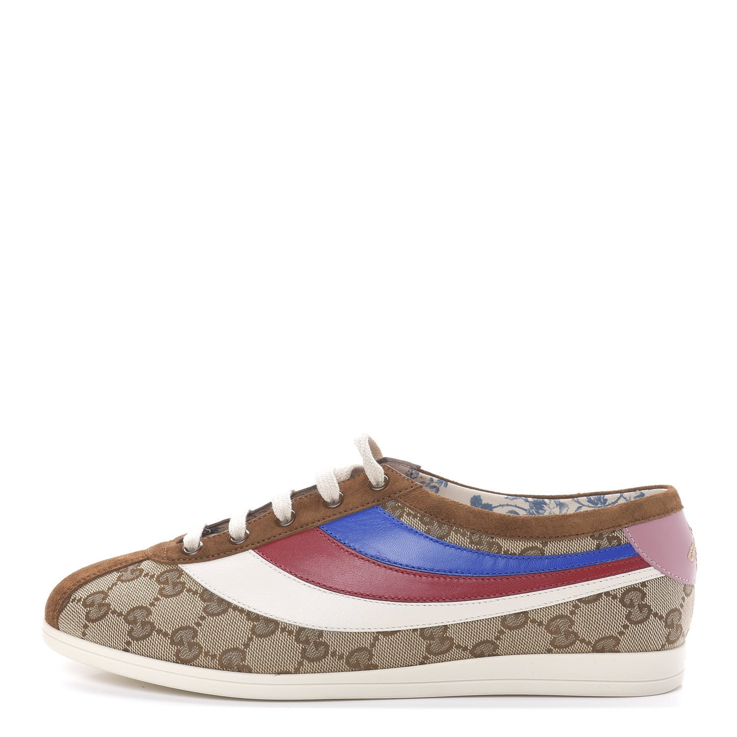 Suede Monogram Web Womens Falacer Sneakers 40.5 Nocciola Beige Mystic White Hibiscus Red