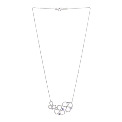 Tiffany Platinum Diamond Tanzanite Paper Flowers Open Cluster Pendant Necklace 3 of 6