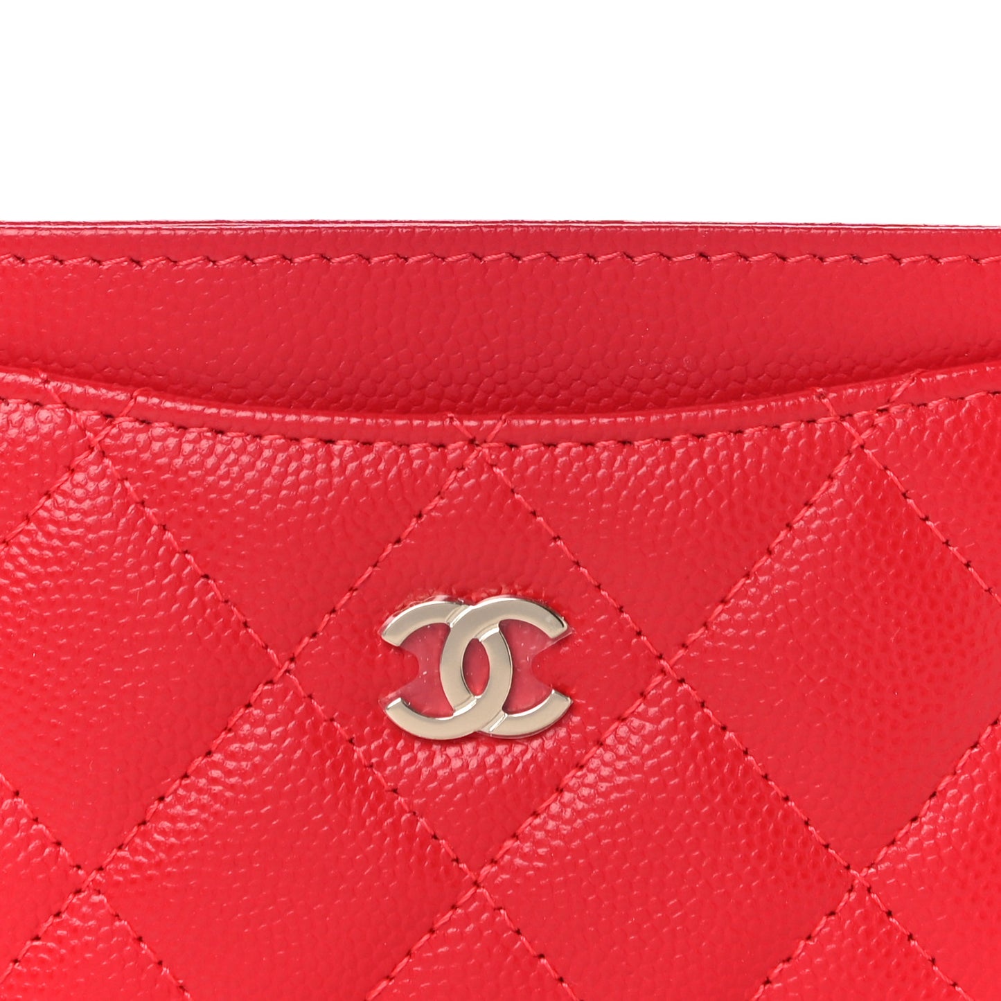 Caviar Quilted Card Holder Red