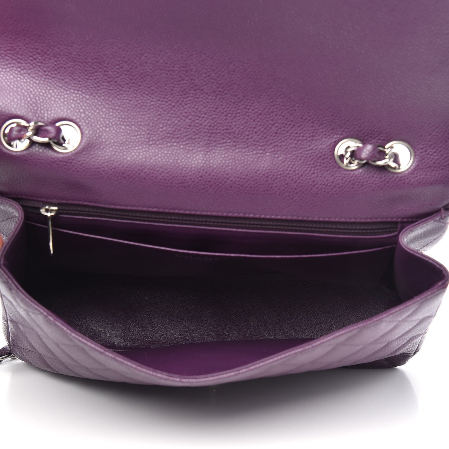 Caviar Quilted Jumbo Single Flap Purple