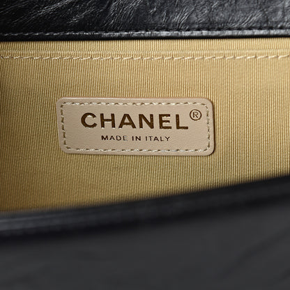Chanel Crumpled Calfskin Chevron Chain Medium Boy Flap Black 5 of 9