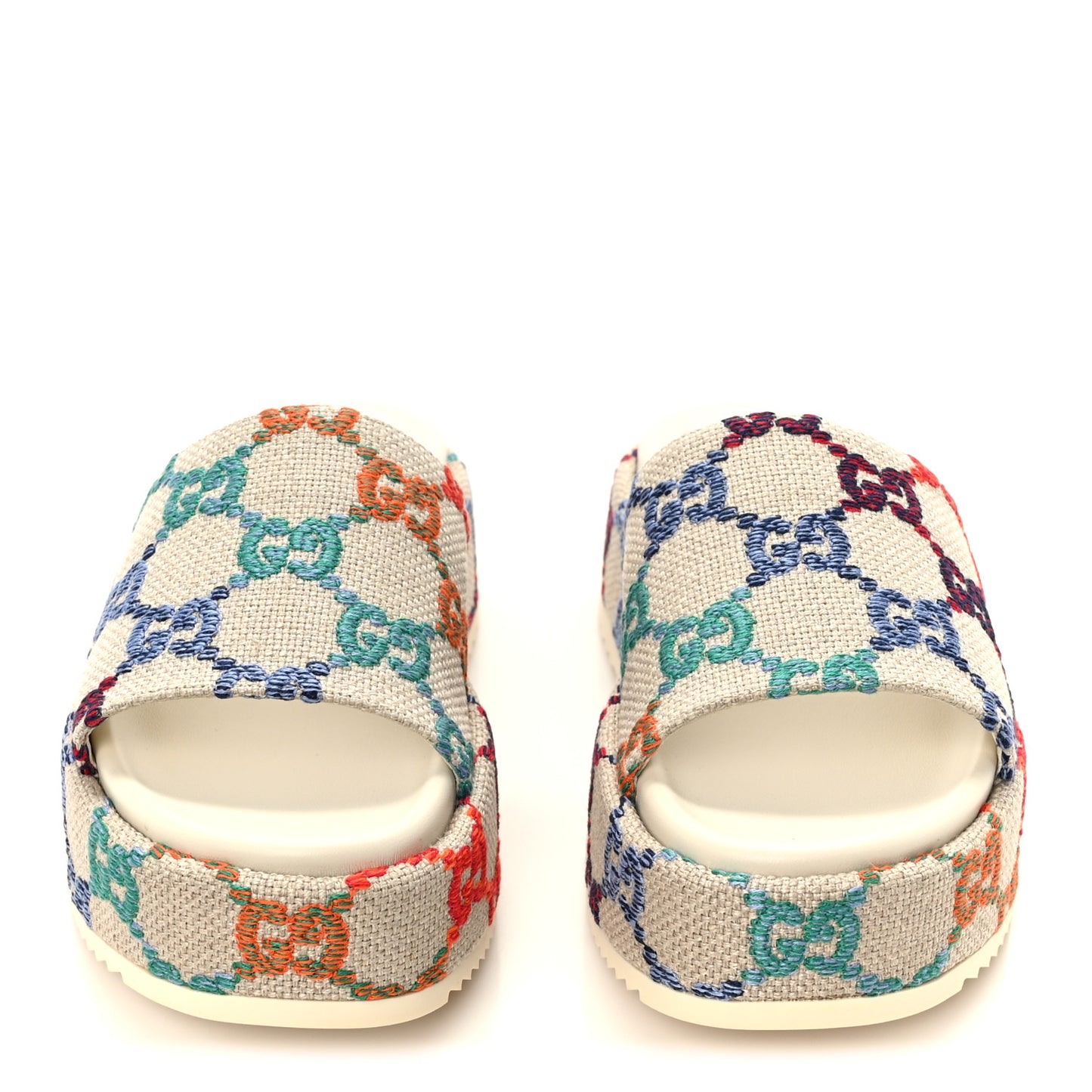 Linen Psychedelic Mini GG Monogram Angelina Platform 55mm Slide Sandals 39 Multicolor