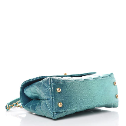 Chanel Metallic Caviar Quilted Mini Coco Handle Flap Blue 4 of 11