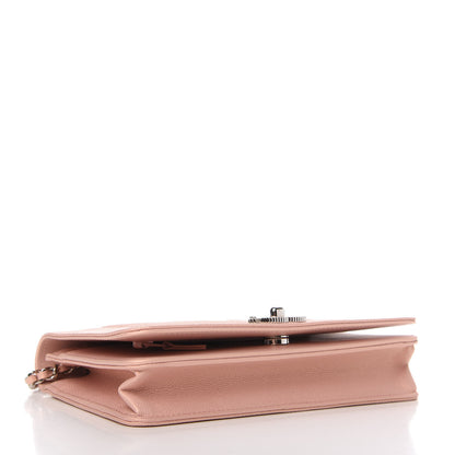 Chanel Caviar Chevron Quilted Vintage Mademoiselle Wallet On Chain WOC Pink 4 of 12