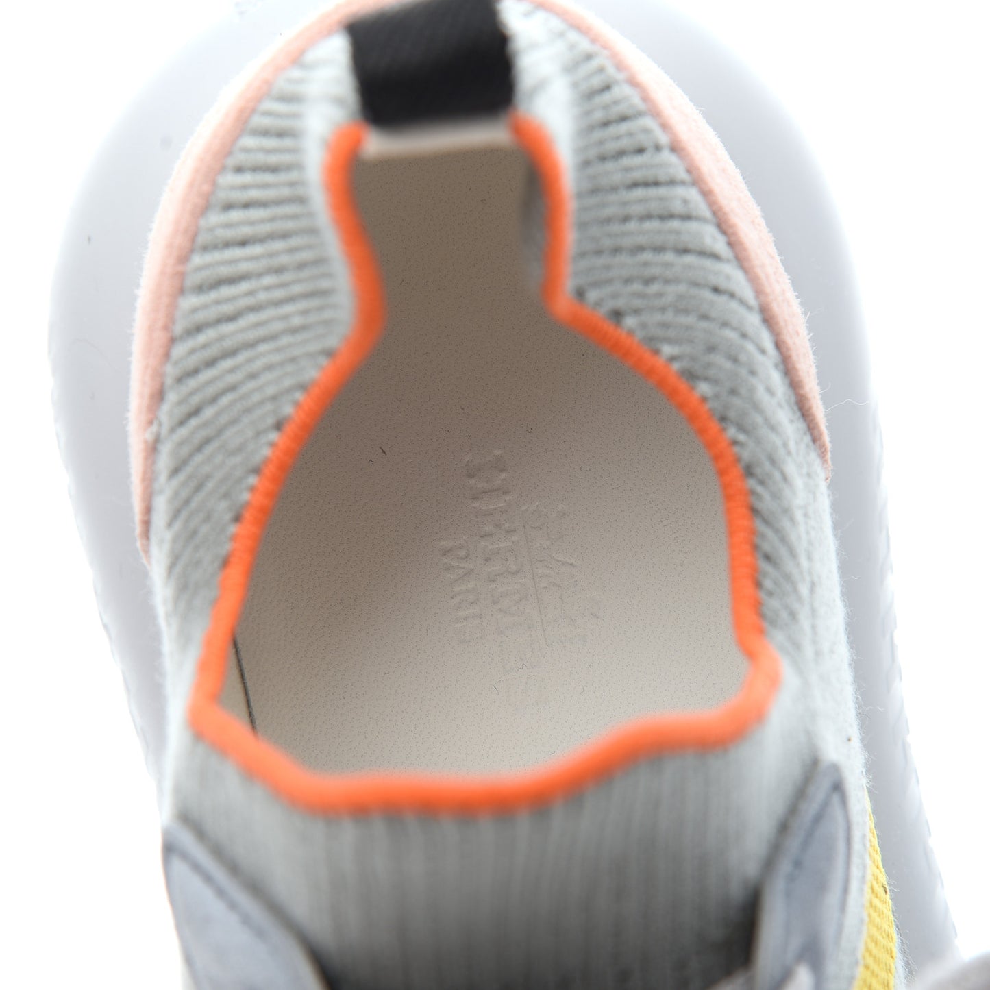 Knit Suede Goatskin Womens Crew Sneakers 36.5 Multicolor Gris Orange