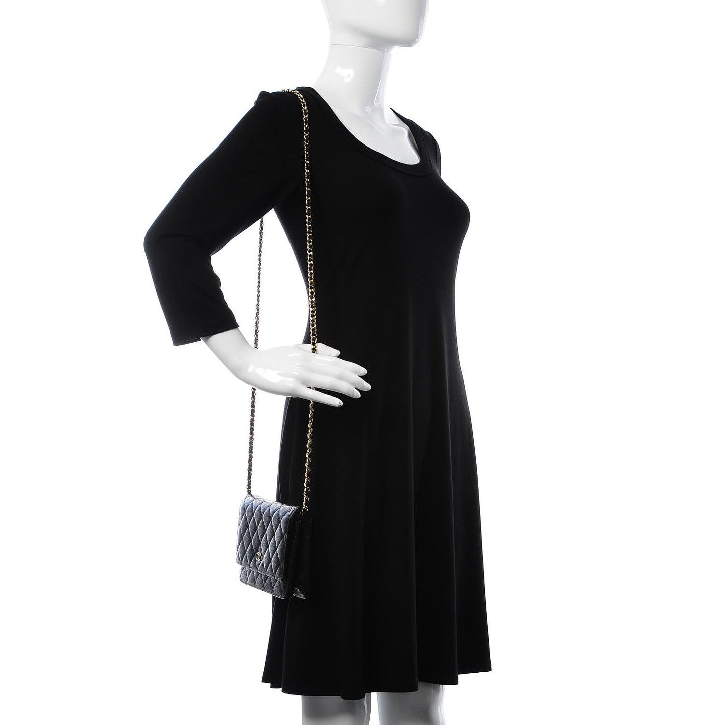 Caviar Quilted Wallet On Chain WOC Black