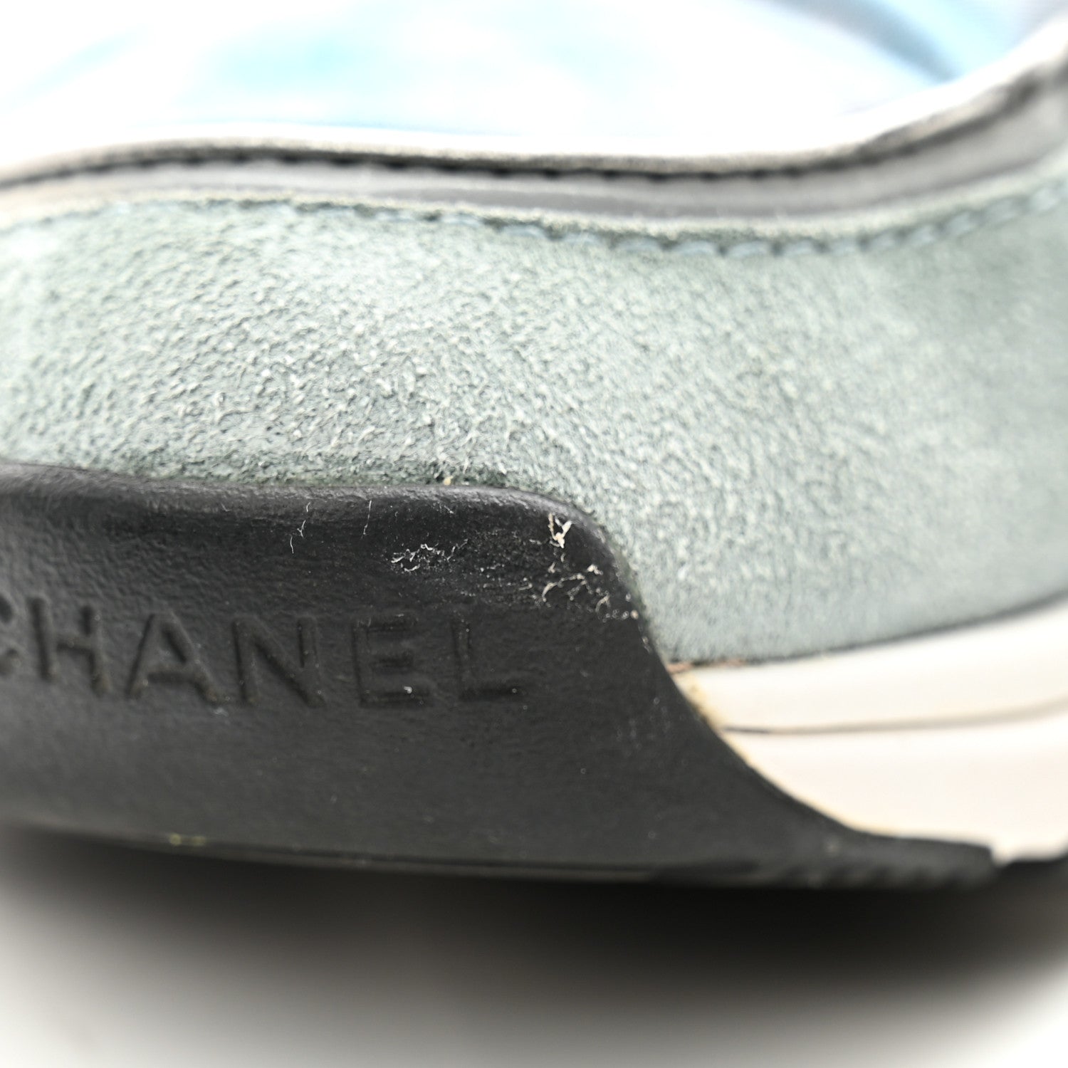 Chanel Nylon Lambskin Suede Calfskin CC Sneakers 39 Blue Grey White 11 of 14