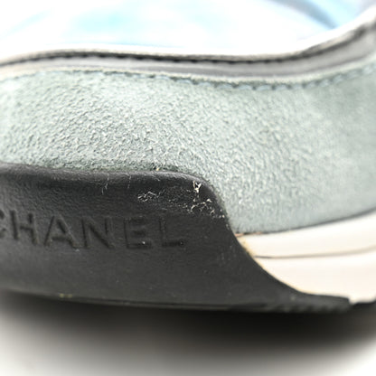 Chanel Nylon Lambskin Suede Calfskin CC Sneakers 39 Blue Grey White 11 of 14