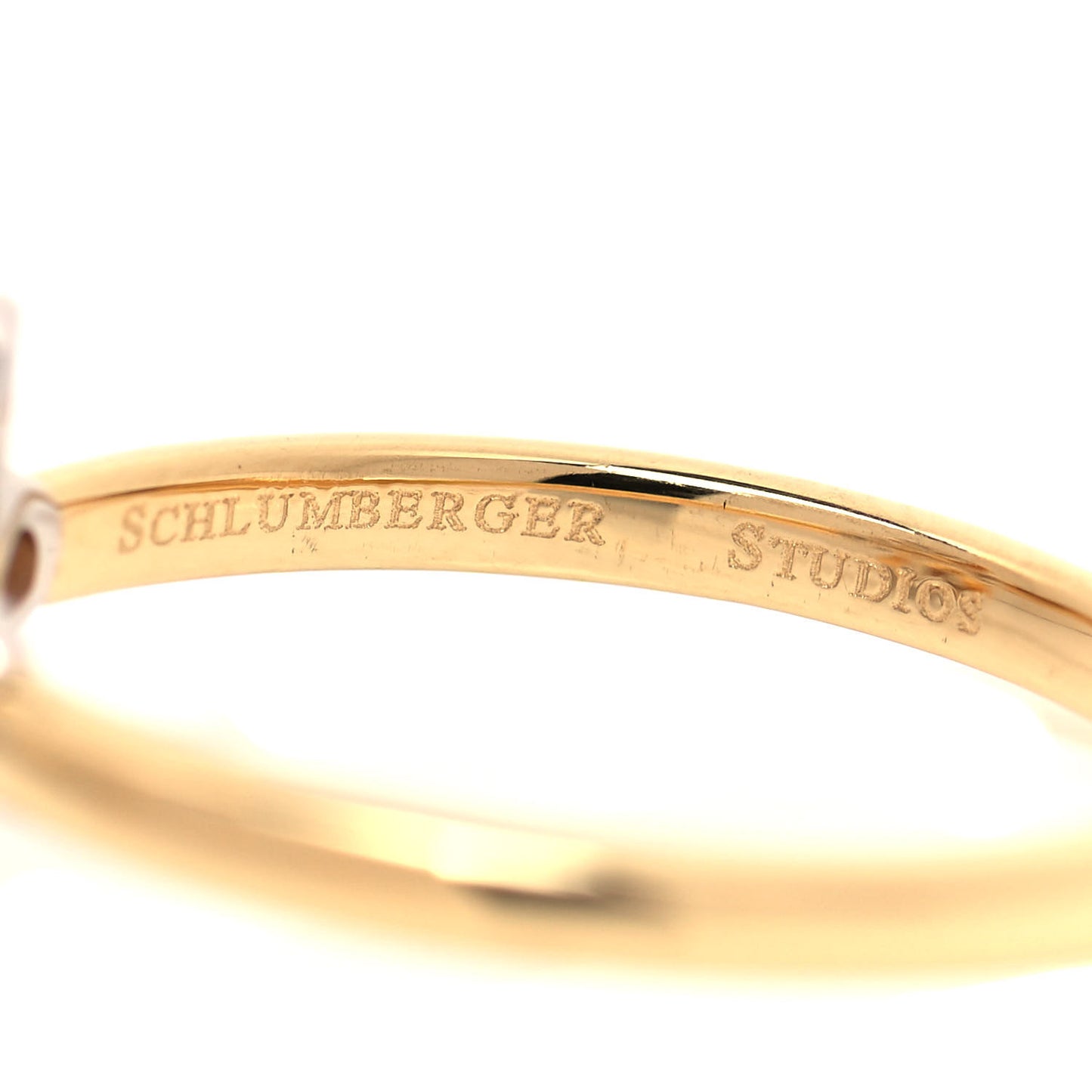18K Yellow Gold Platinum Diamond Schlumberger Lynn Ring 54 6.75