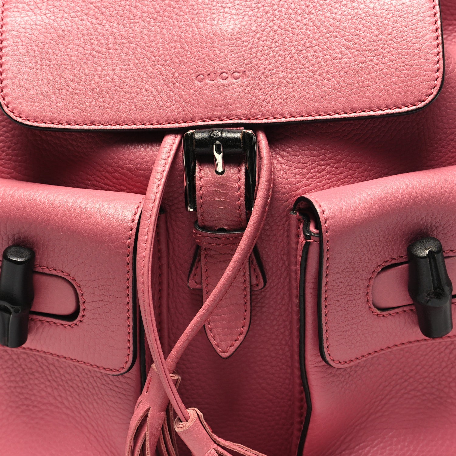 Gucci Cellarius Calfskin Medium Bamboo Backpack Glossy Pink 8 of 12