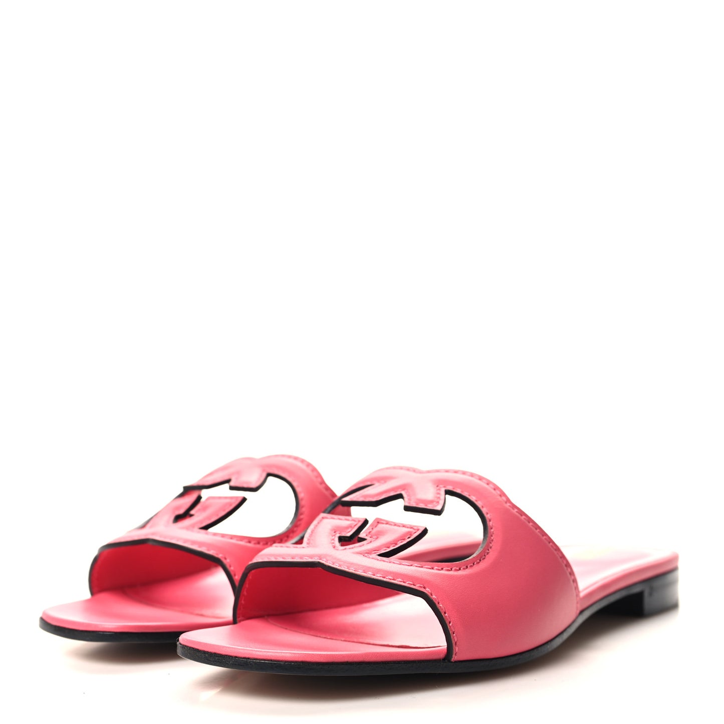 Cosmos Softy Calfskin Interlocking G Cut Out Slide Sandals 39.5 Rhodamine Pink