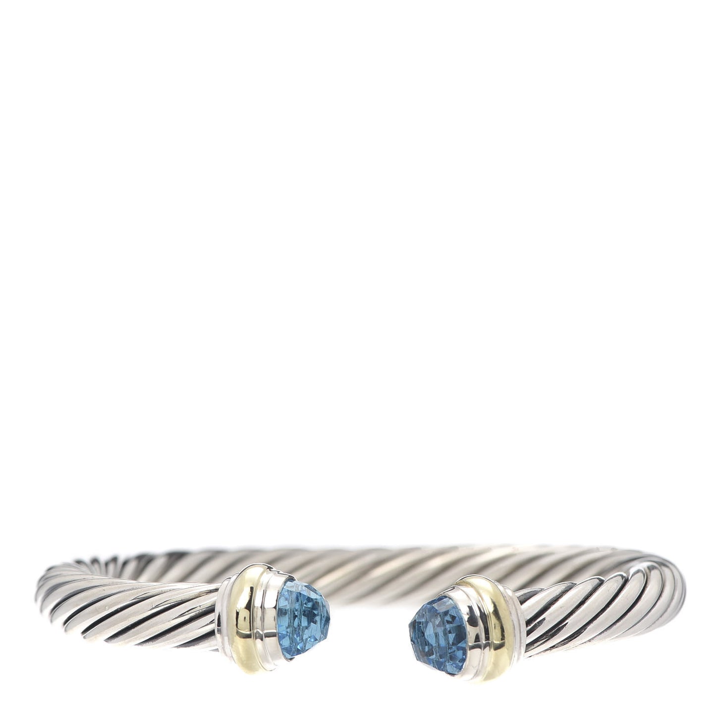 Sterling Silver 14K Yellow Gold Blue Topaz 7mm Cable Classics Bracelet