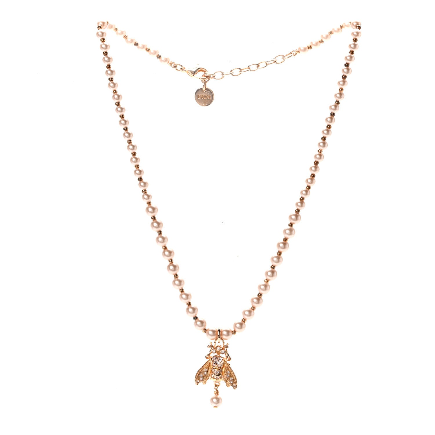 Christian Dior Pearl Bee Choker Necklace Gold 3 of 6