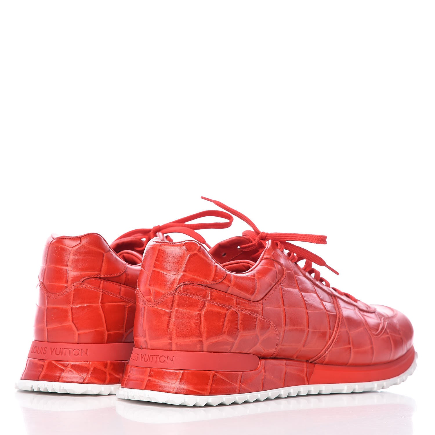 Louis Vuitton Calfskin Crocodile Embossed Run Away Sneakers 9.5 Red 4 of 8