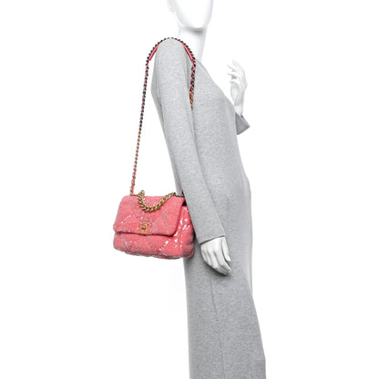 Chanel Sequin Quilted Medium Chanel 19 Flap Coral 2 of 13