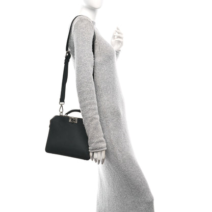 Fendi Cuoio Romano Vitello Cover Glazed Fabric Bi-Color FF 1974 Mini Peekaboo I SEE U Satchel Black Brown 2 of 9