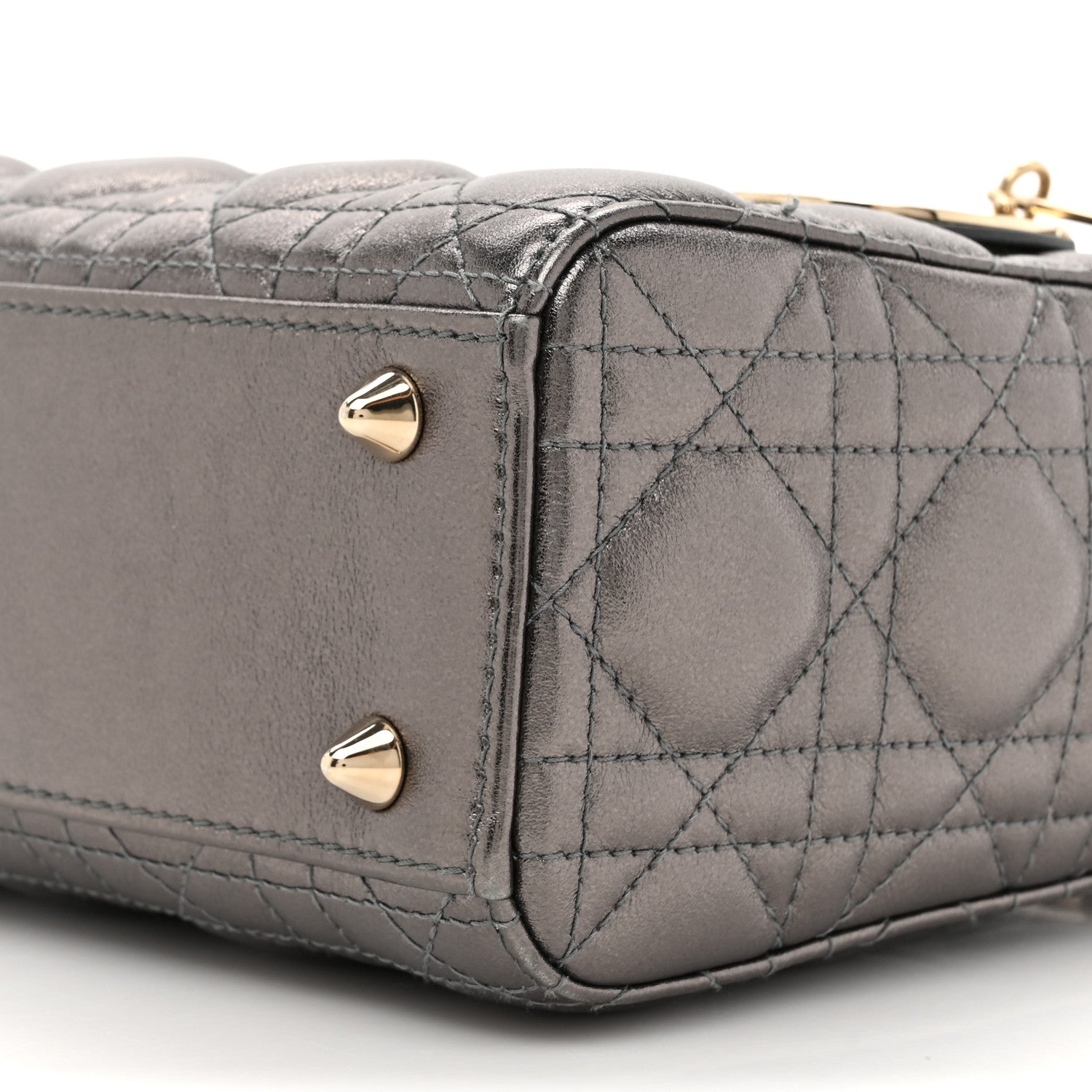 Christian Dior Lambskin Cannage Small My ABCDior Lady Dior Metallic Grey 9 of 11