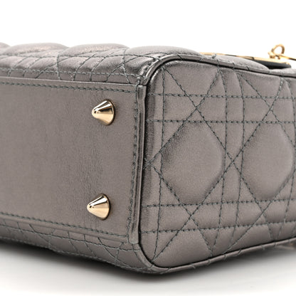 Christian Dior Lambskin Cannage Small My ABCDior Lady Dior Metallic Grey 9 of 11