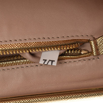 Prada Metallic Saffiano Lux East West Frame Clutch Platino 8 of 8