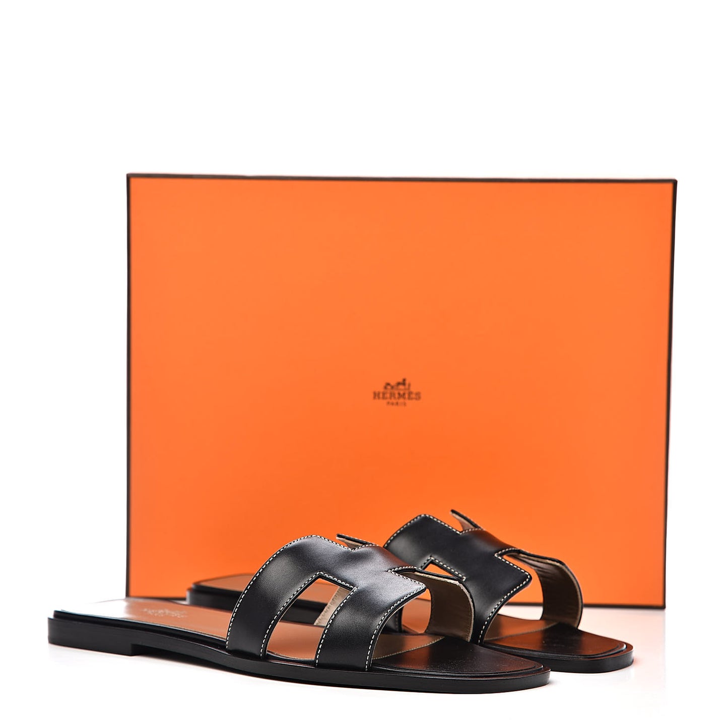 Box Calfskin Oran Sandals 39 Black