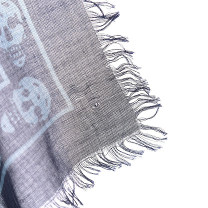 Alexander McQueen Silk Chiffon Skull Scarf Blue 4 of 4