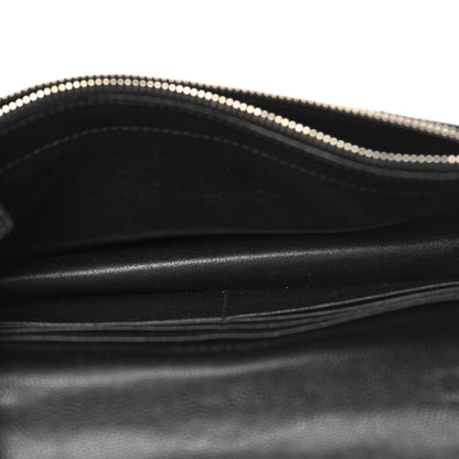 Saint Laurent Grain De Poudre Matelasse Chevron Monogram Envelope Chain Wallet Black 5 of 11