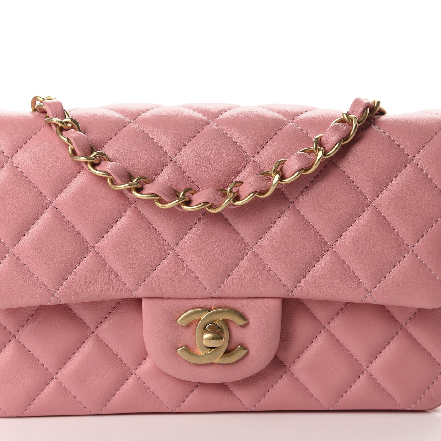 Chanel Lambskin Quilted Mini Rectangular Flap Pink 9 of 10