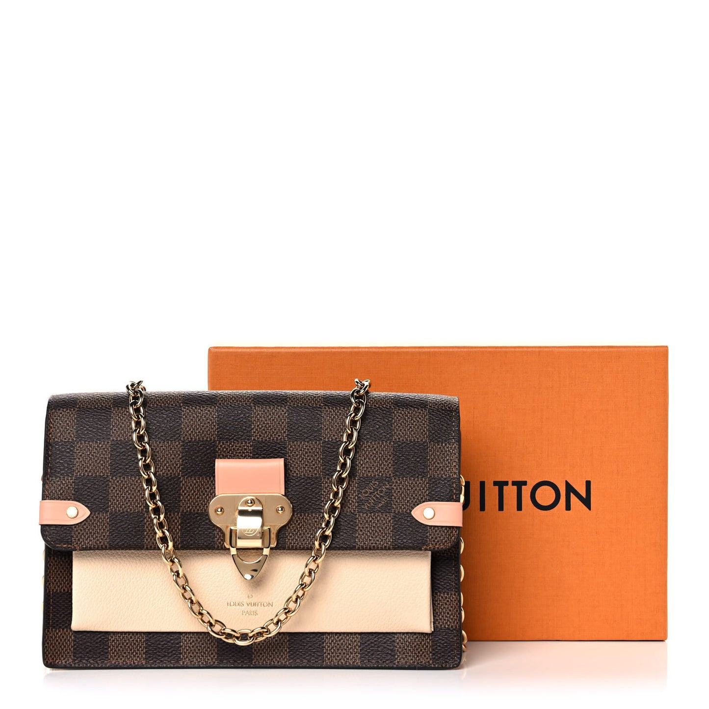 Damier Ebene Vavin Chain Wallet Creme