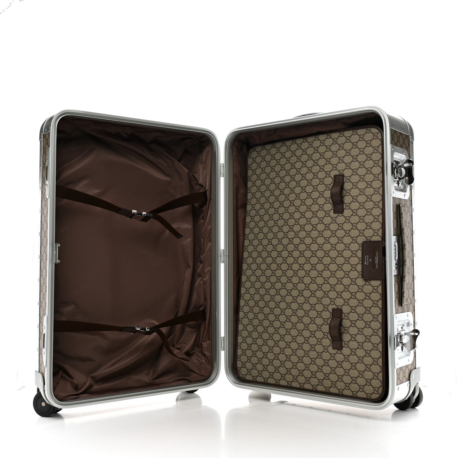 Gucci GG Supreme Monogram Aluminium Porter Medium Trolley Suitcase Beige Ebony Silver 4 of 13
