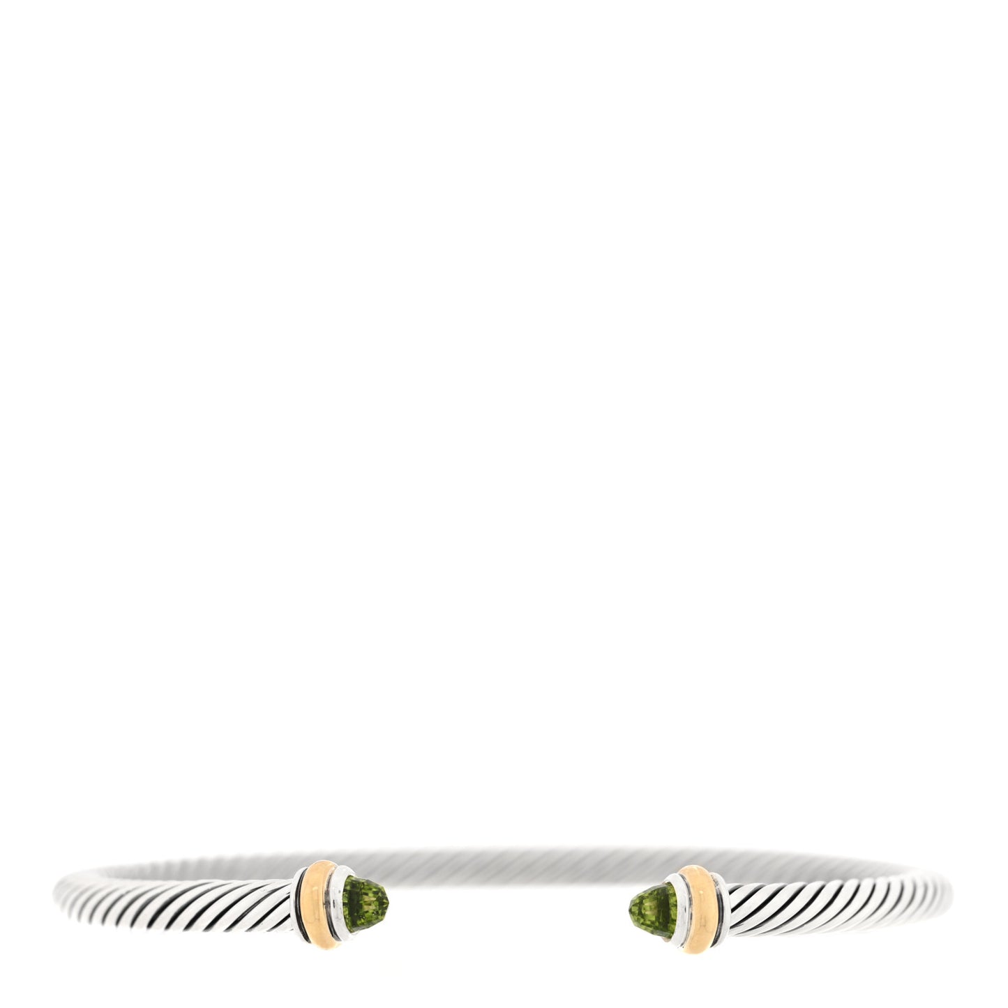 Sterling Silver 18K Yellow Gold Peridot 4mm Cable Classics Bracelet