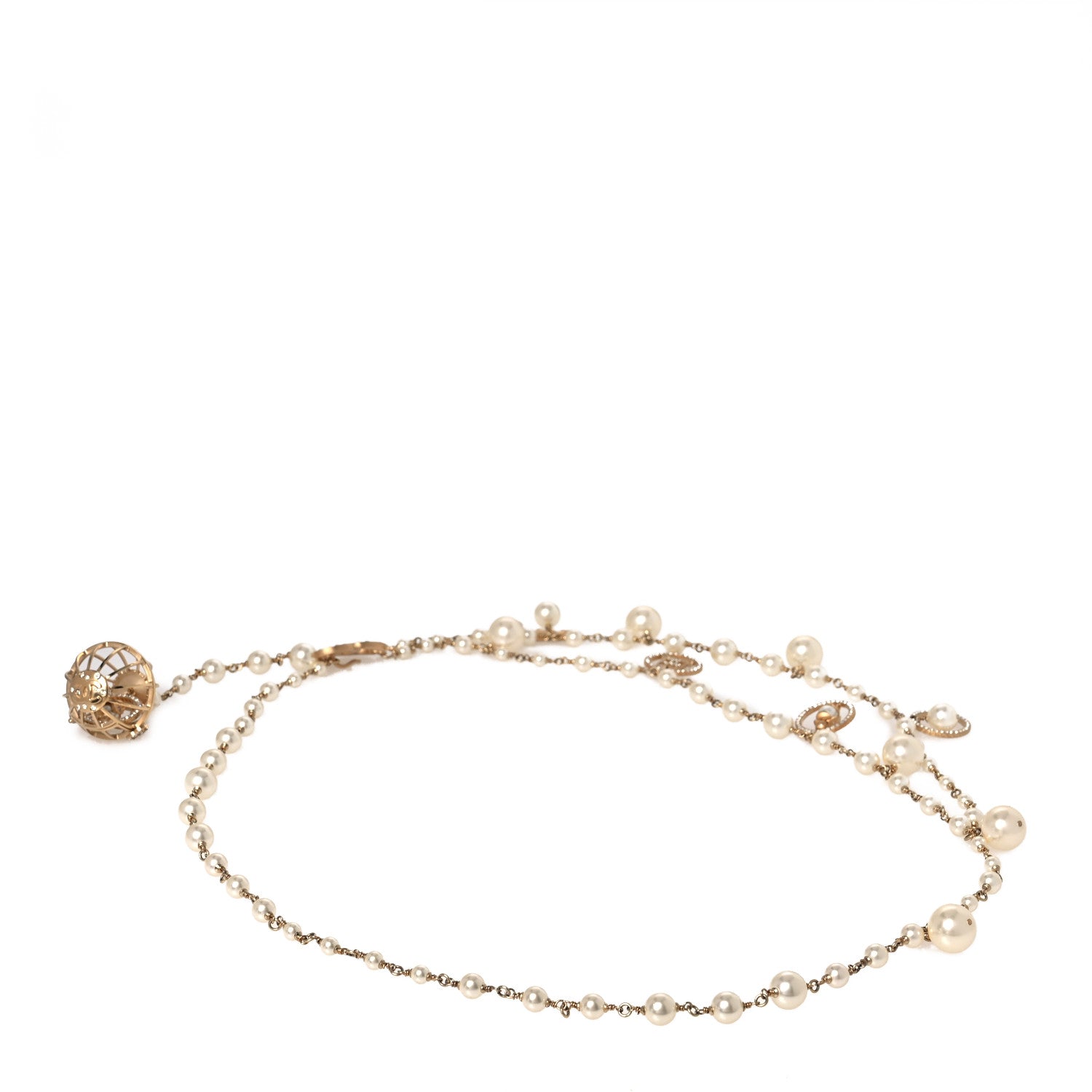 Chanel Pearl Chain Birdcage Belt Gold 2 of 4
