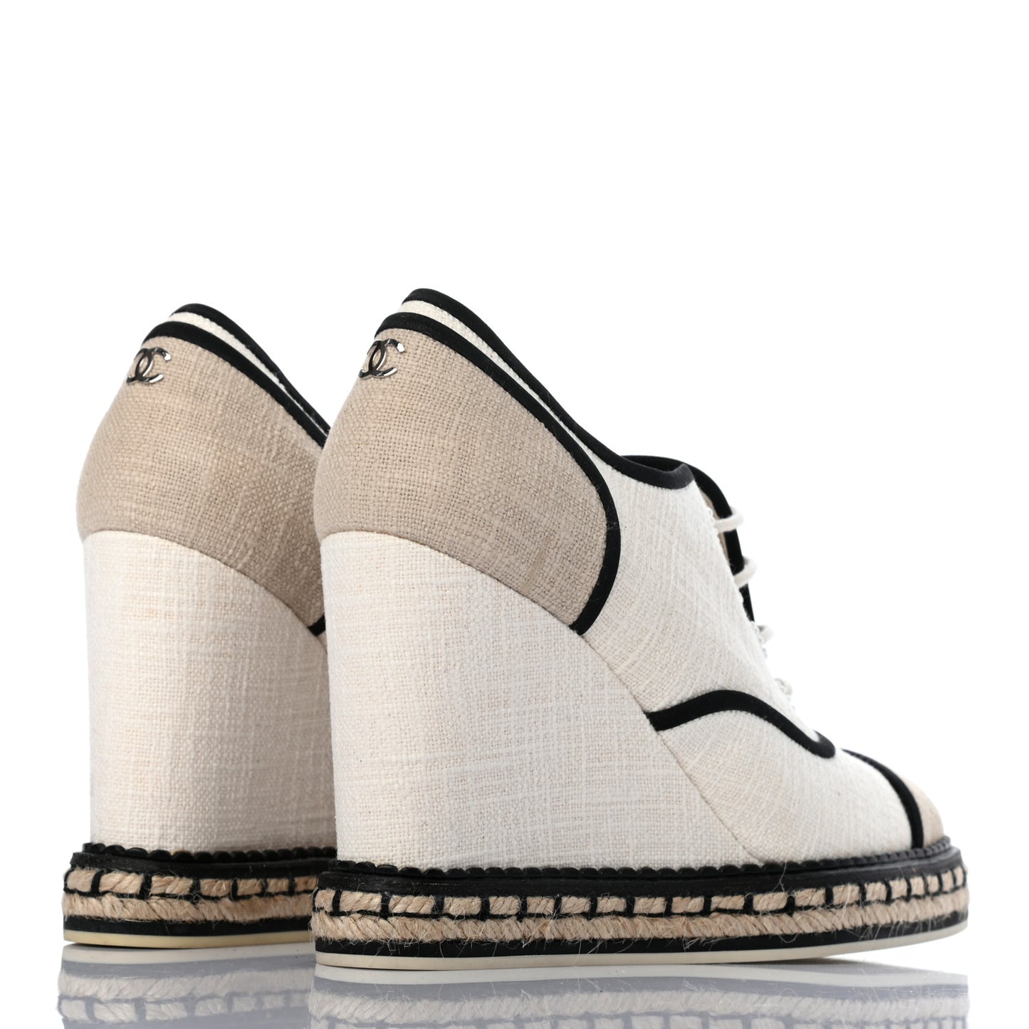 Raffia Lace Up Wedge Espadrilles 37.5 Beige