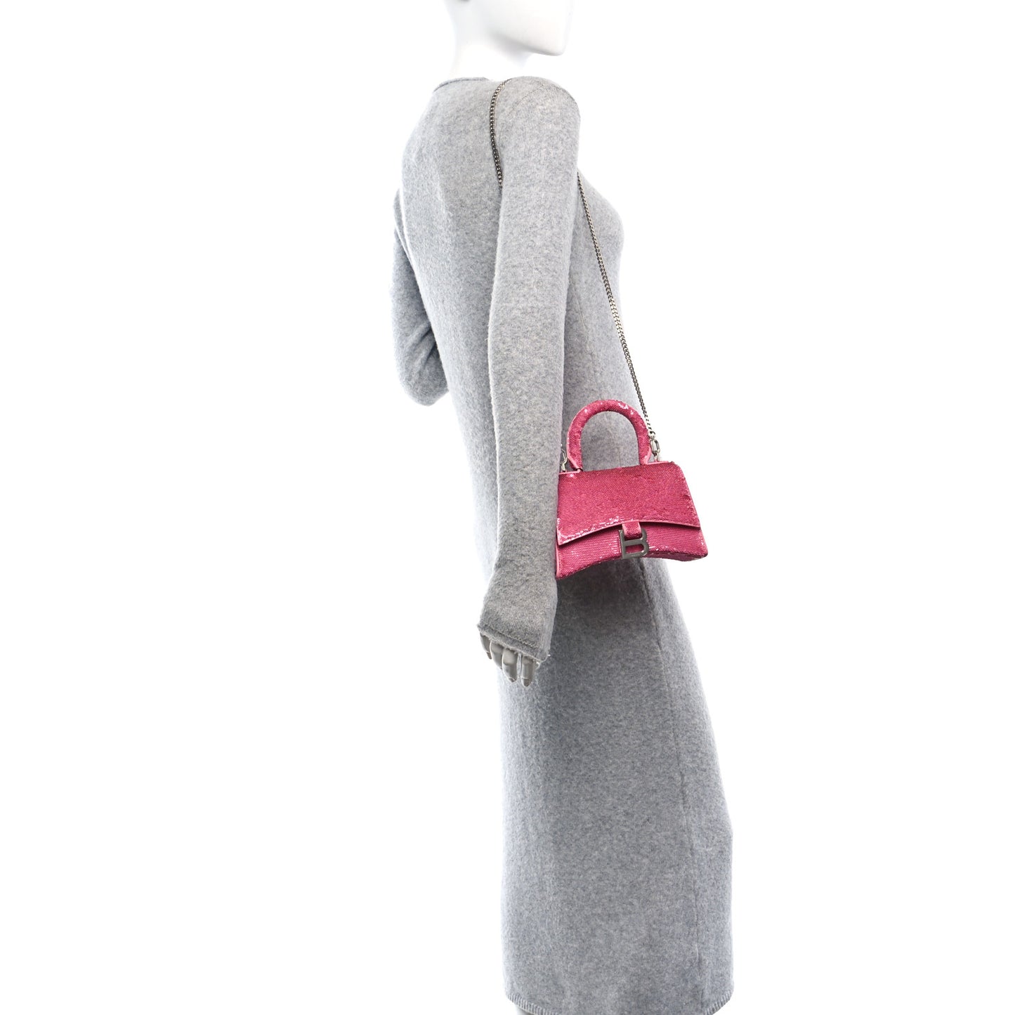 Sequin Hourglass Top Handle Bag XS Pink